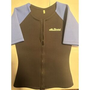 Sprint Kids Neoprene Short Sleeve Full Zip Wetsuit Top Rash‎ Guard Swim Size M